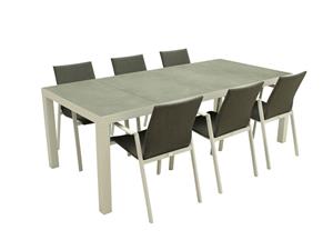 Relax Diningset Dakota Verona Wit Stapelbaar 7-delig 220 x 100 cm