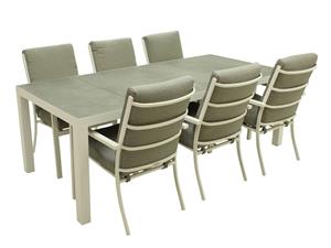 Relax Diningset Dakota Sergio Wit Stapelbaar 7-delig 220 x 100 cm