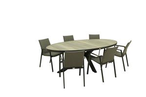 Relax Diningset Oakland Verona Stapelbaar Ovaal 7-delig 240 x 115 cm