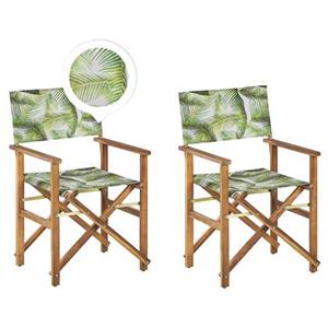 Beliani CINE -Tuinstoel set van 2-Groen|Hout|Bladeren-Polyester