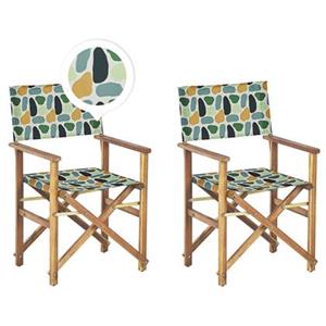 Beliani  CINE - Tuinstoel set van 2 - Groen|Wit|Abstract - Polyester