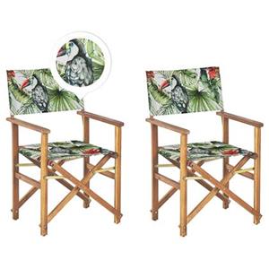 Beliani  CINE - Tuinstoel set van 2 - Groen|Hout|Toekan - Polyester