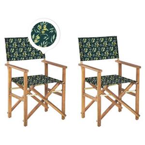 Beliani  CINE - Tuinstoel set van 2 - Groen|Hout|Olijf - Polyester