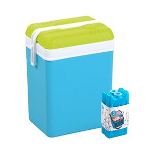 Merkloos Koelbox met koelelementen - 25 liter - kunststof - blauw - 30 x 22 x cm -