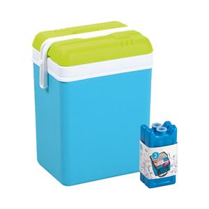 Merkloos Koelbox met koelelementen - 25 liter - kunststof - blauw - 30 x 22 x cm -