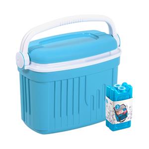 Merkloos Koelbox met koelelementen - 8 liter - kunststof - blauw - x 21 x 28 cm -