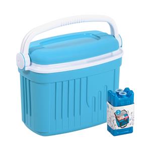 Merkloos Koelbox met koelelementen - 8 liter - kunststof - blauw - x 21 x 28 cm -