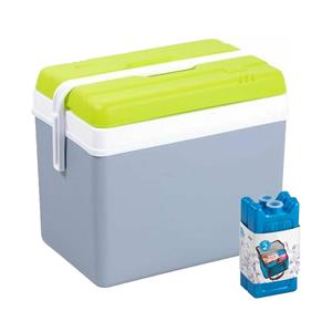 Merkloos Koelbox met koelelementen - 35 liter - kunststof - grijs - x 30 x cm -