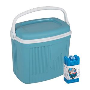 Merkloos Koelbox met koelelementen - 32 liter - kunststof - blauw - 47 x 33 x cm -