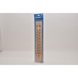 Merkloos Thermometer - voor binnen en buiten - hout - x 7 cm - Celsius/Fahrenheit -