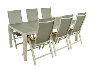 Relax Diningset Dakota Nice Teak Wit Verstelbaar 7-delig 220 x 100 cm