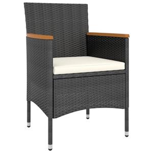 vidaXL 5-delige Bistroset poly rattan en gehard glas zwart