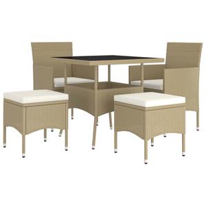 vidaXL 5-delige Loungeset poly rattan beige