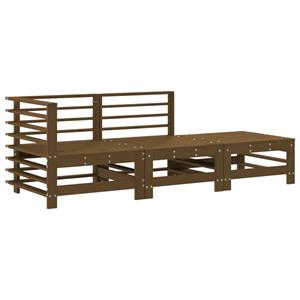 vidaXL 3-delige Loungeset met kussens massief hout honingbruin