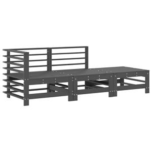 vidaXL 3-delige Loungeset met kussens massief hout grijs