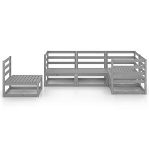vidaXL 5-delige Loungeset massief grenenhout grijs
