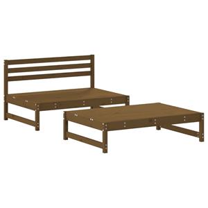 vidaXL 2-delige Loungeset met kussens massief hout honingbruin