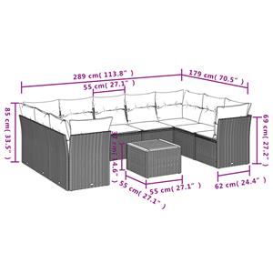 vidaXL 10-delige Loungeset met kussens poly rattan beige