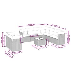 vidaXL 10-delige Loungeset met kussens poly rattan beige