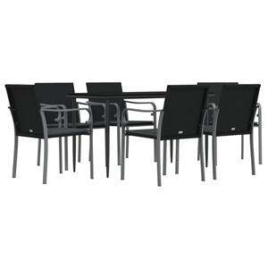vidaXL 7-delige Tuinset met kussens poly rattan en staal