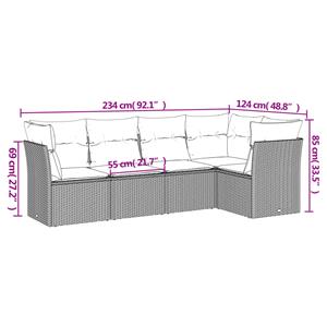 vidaXL 5-delige Loungeset met kussens poly rattan bruin