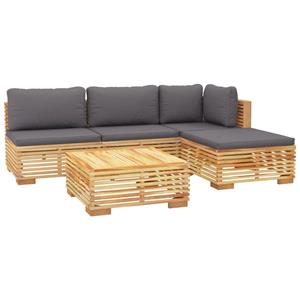 vidaXL 5-delige Loungeset met kussens massief teakhout