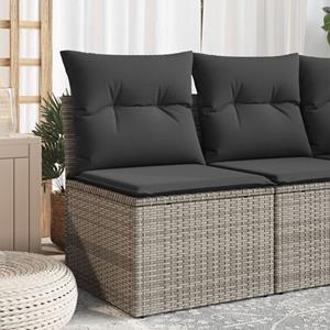 vidaXL Loungesofa Gartensofa ohne Armlehnen mit Kissen Grau Poly Rattan