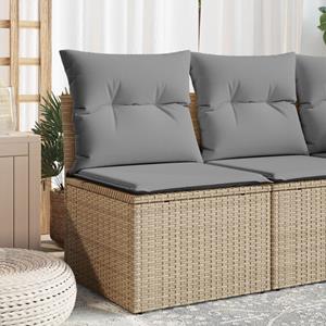 vidaXL Loungesofa Garten-Ecksofa mit Kissen Beige Poly Rattan