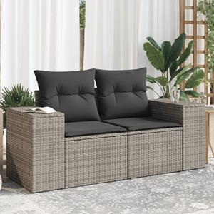 VidaXL Tuinbank 2-zits met kussens poly rattan grijs
