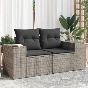 VidaXL Tuinbank 2-zits met kussens poly rattan grijs