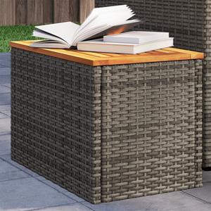 VidaXL Tuinbijzettafels 2 st 55x34x37 cm poly rattan en hout grijs