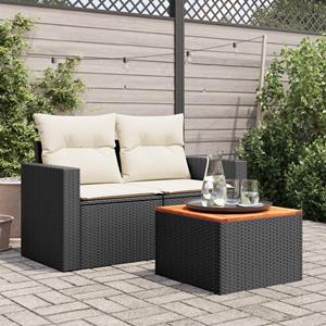 vidaXL Tuintafel 55x55x37 cm poly rattan en acaciahout zwart