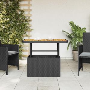 vidaXL Tuintafel 90x55x71 cm poly rattan en massief acaciahout zwart