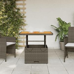 vidaXL Tuintafel 80x80x71 cm poly rattan en acaciahout grijs