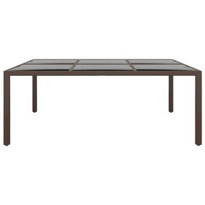 vidaXL Tuintafel met glazen blad 200x150x75 cm rattan bruin