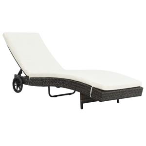 vidaXL Ligbedden 2 st met wielen en kussens poly rattan bruin