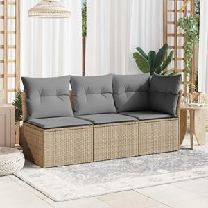 vidaXL Loungesofa Gartensofa ohne Armlehnen mit Kissen Beige Poly Rattan