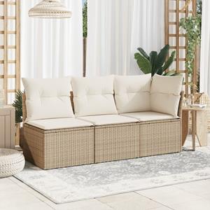 vidaXL Tuinbank zonder armleuning met kussens poly rattan beige