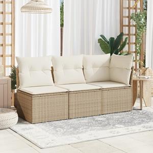 Bonnevie - Garten-Ecksofa mit Kissen Beige Poly Rattan vidaXL946563