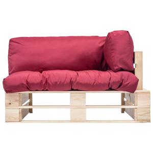 vidaXL Loungesofa Outdoor-Sofa Paletten mit Kissen in Rot Kiefernholz, 1 Teile