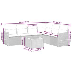 vidaXL 7-delige Loungeset met kussens poly rattan zwart