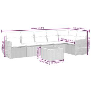 vidaXL 7-delige Loungeset met kussens poly rattan beige