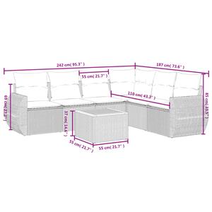vidaXL 7-delige Loungeset met kussens poly rattan beige