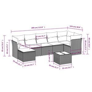vidaXL 8-delige Loungeset met kussens poly rattan zwart