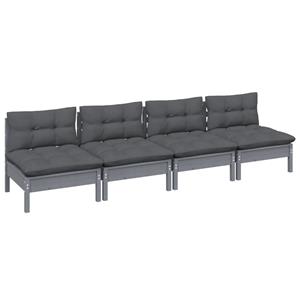 vidaXL Loungesofa 4-Sitzer-Gartensofa mit Anthrazit Kissen Kiefer Massivholz, 1 Teile