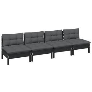 vidaXL Loungesofa 4-Sitzer-Gartensofa mit Anthrazit Kissen Massivholz Kiefer, 1 Teile