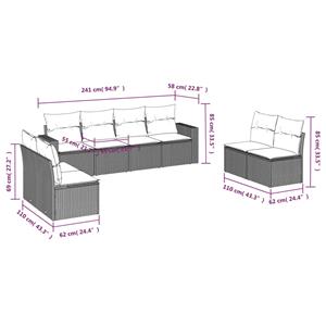 vidaXL 8-delige Loungeset met kussens poly rattan grijs