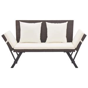 vidaXL Tuinbankje met kussens 176 cm poly rattan bruin