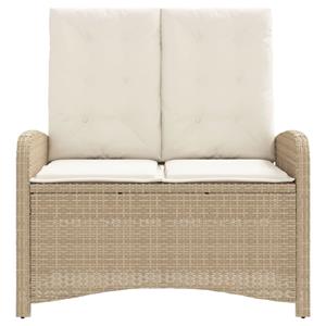 vidaxl Tuinbankje verstelbaar met kussens poly rattan beige