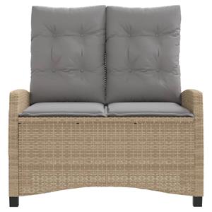 vidaXL Tuinbankje verstelbaar met kussens poly rattan beige